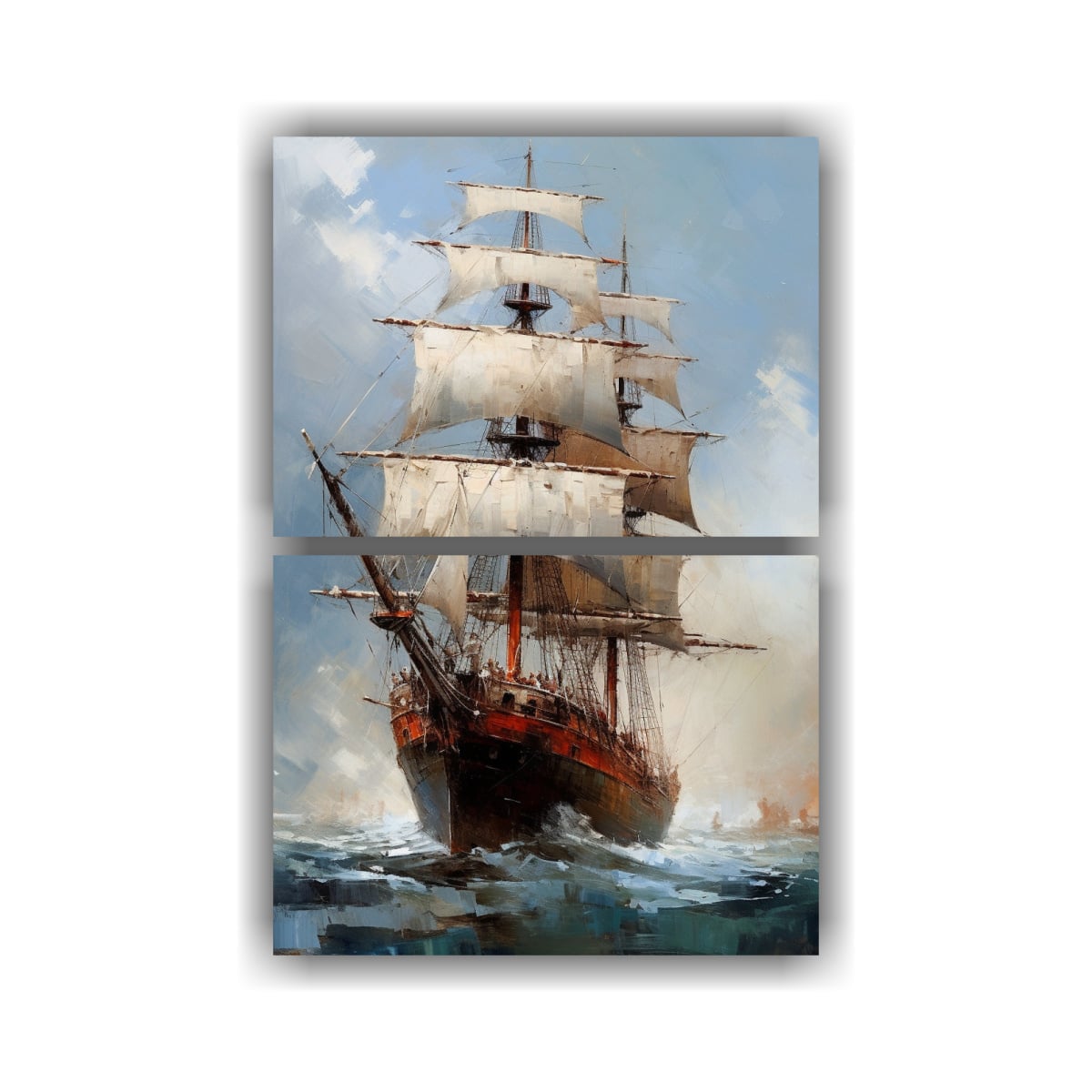 PAISAJE ÉPICO DE BARCOS ALTOS NAVEGANDO POR EL 45X60 CM - 1