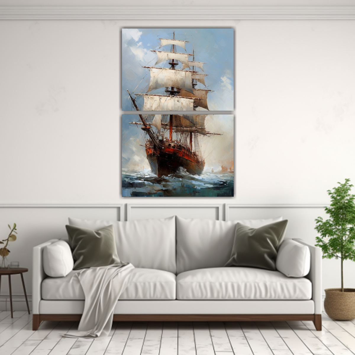 PAISAJE ÉPICO DE BARCOS ALTOS NAVEGANDO POR EL 45X60 CM - 2