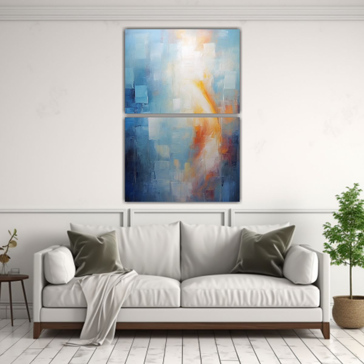 PINTURA AL ÓLEO VINTAGE ABSTRACTA CON TRAZOS 120X160 CM - 2