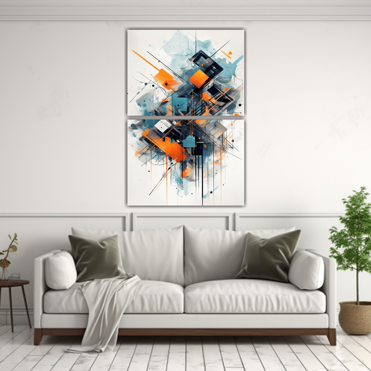 DOS COMPOSICIONES PINTURAS VINTAGE PARA DECORAR 60X80 CM - 2