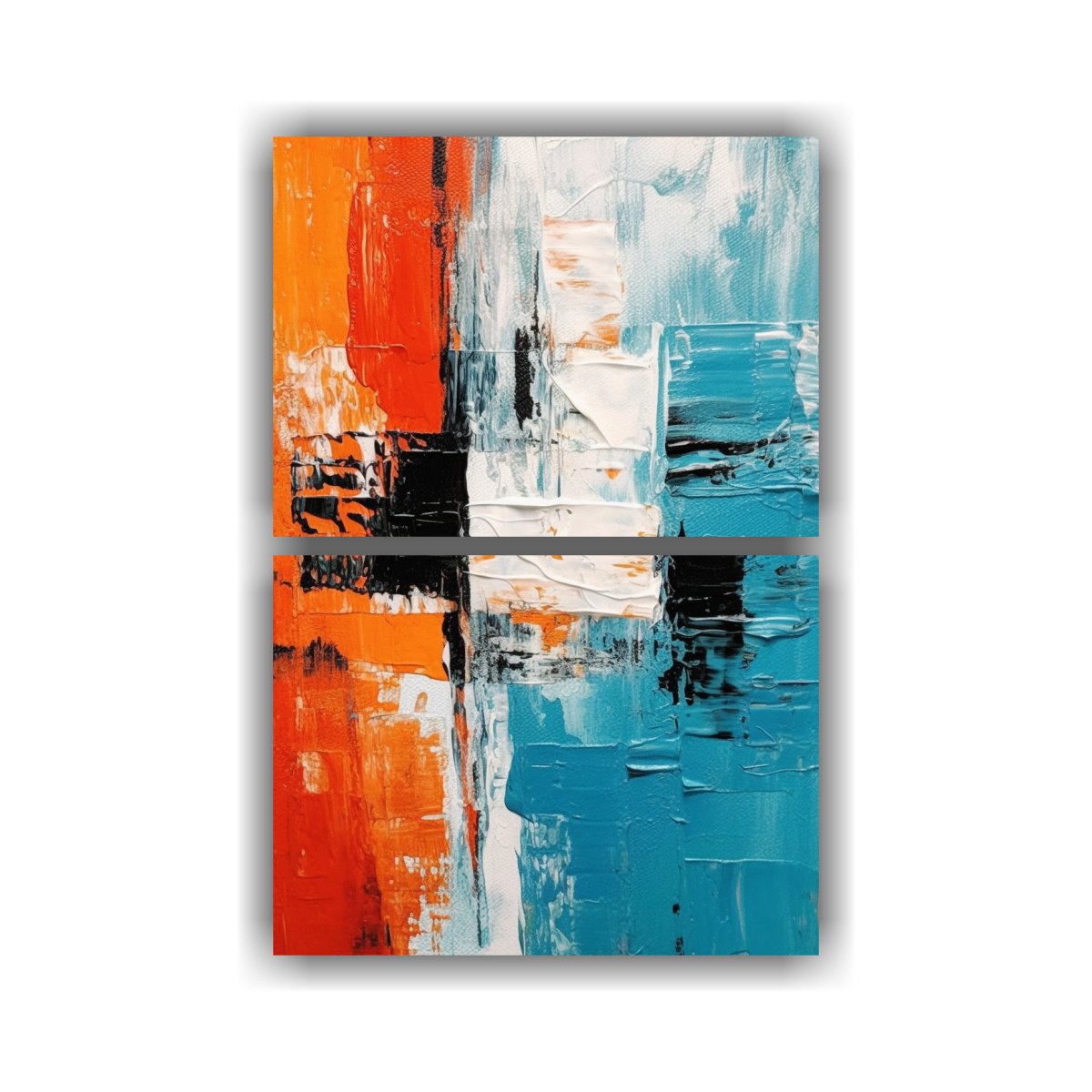 ARTE DE PARED MÁGICO AZUL NARANJA BLANCO SET 2 80X120 CM - 1
