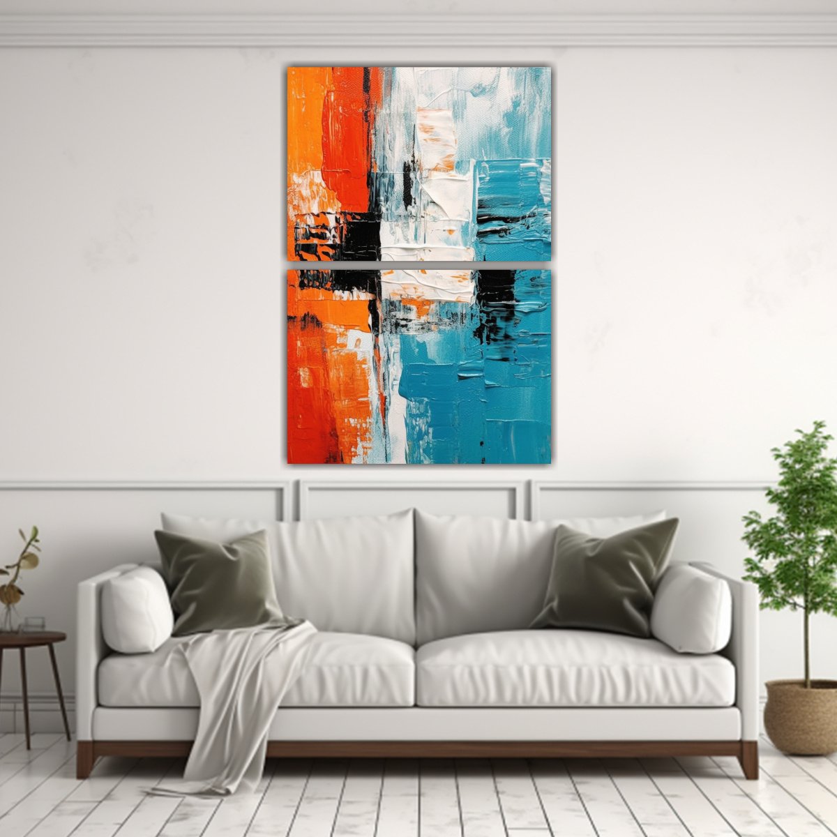 ARTE DE PARED MÁGICO AZUL NARANJA BLANCO SET 2 80X120 CM - 2