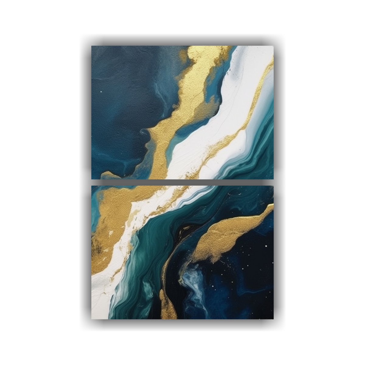 CUADRO CUADRO ABSTRACTA VERDE OSCURO Y ORO 65X100 CM - 1