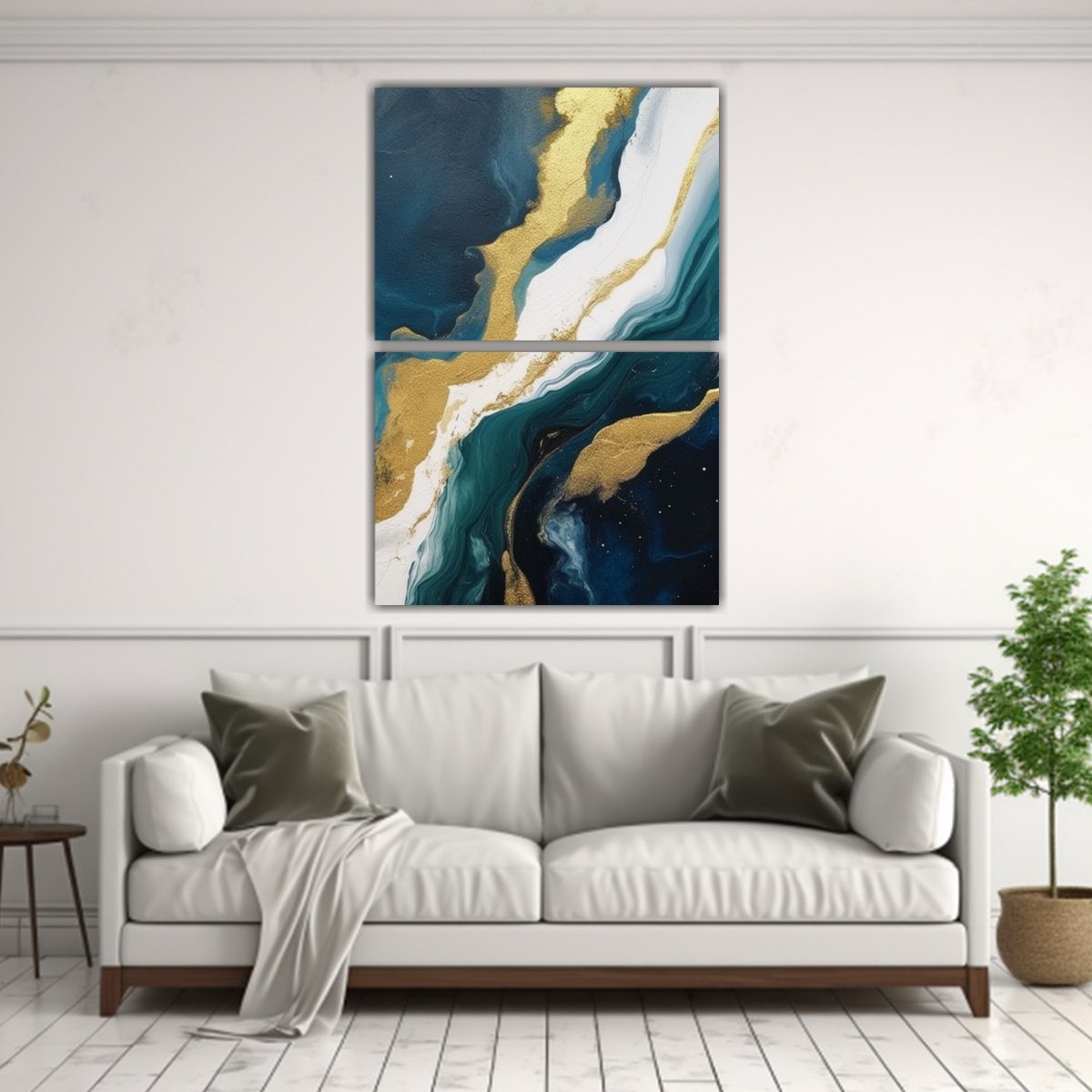 CUADRO CUADRO ABSTRACTA VERDE OSCURO Y ORO 65X100 CM - 2