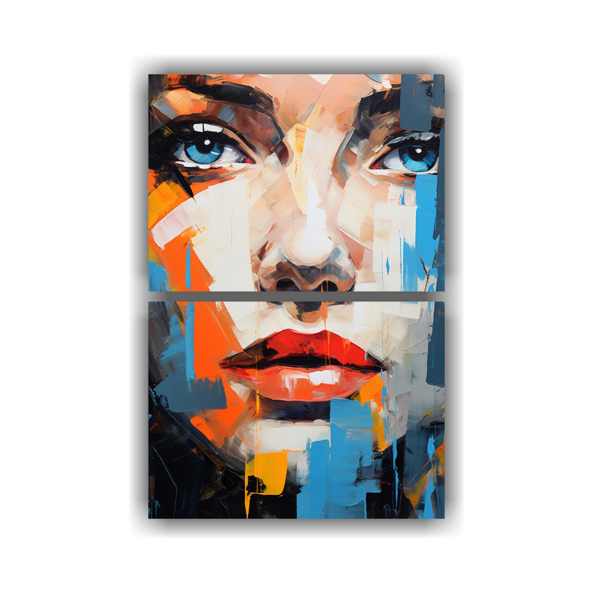 CUADRO ESTILO GALERIA PINTURA ABSTRACTA ROSTRO 45X60 CM - 1