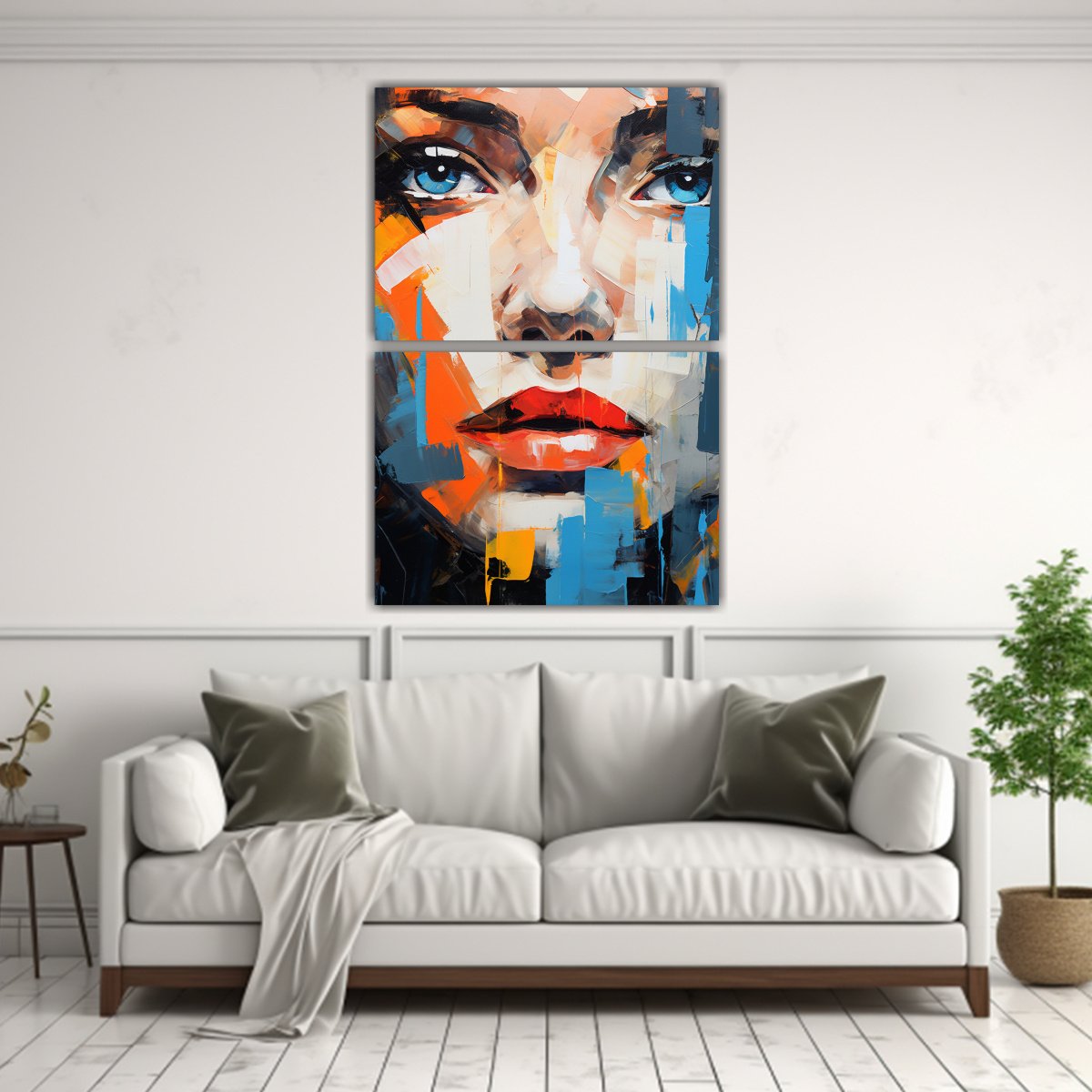 CUADRO ESTILO GALERIA PINTURA ABSTRACTA ROSTRO 45X60 CM - 2