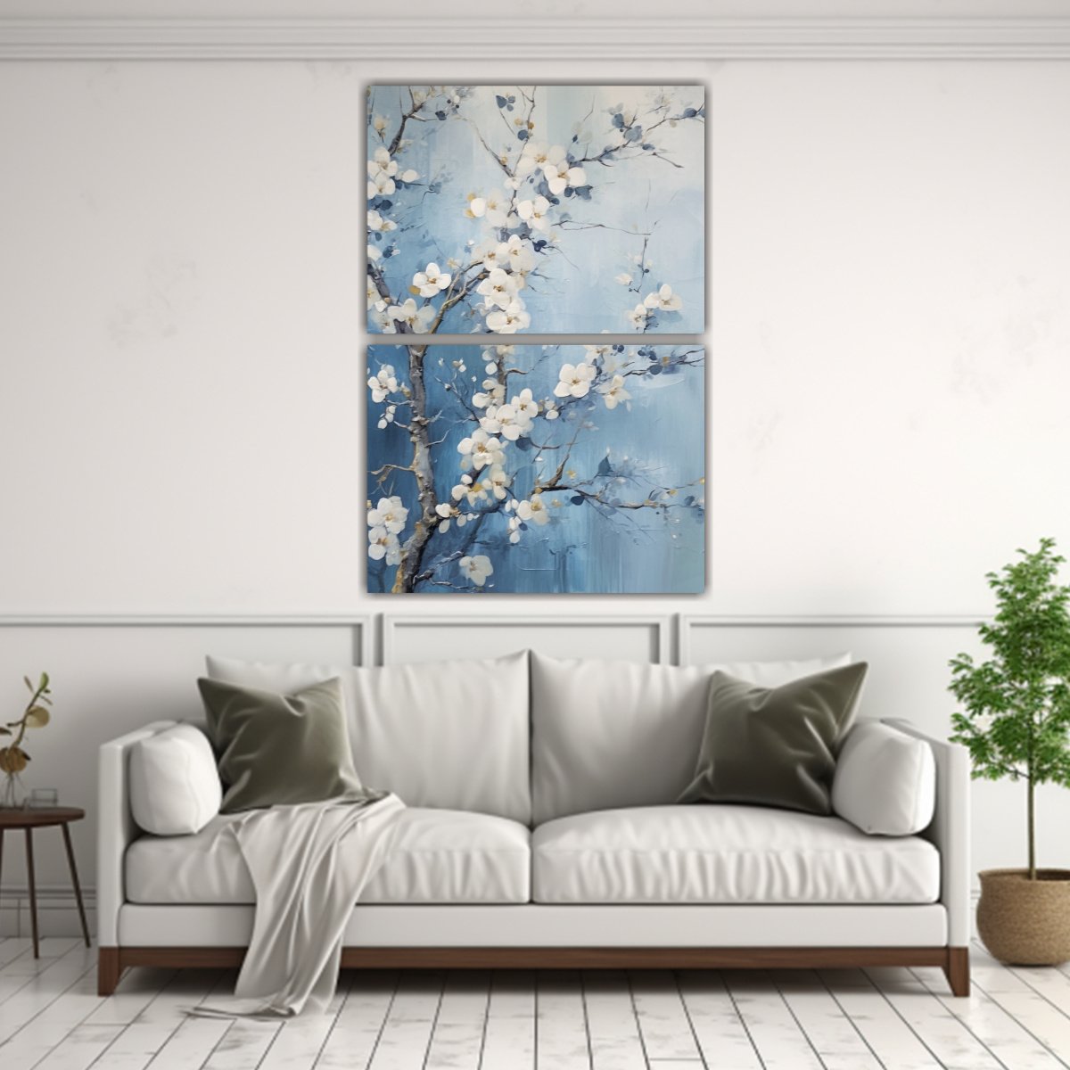 CUADRO IMPRESO PARA OFICINA R CEREZOS AZULES EN 80X120 CM - 2