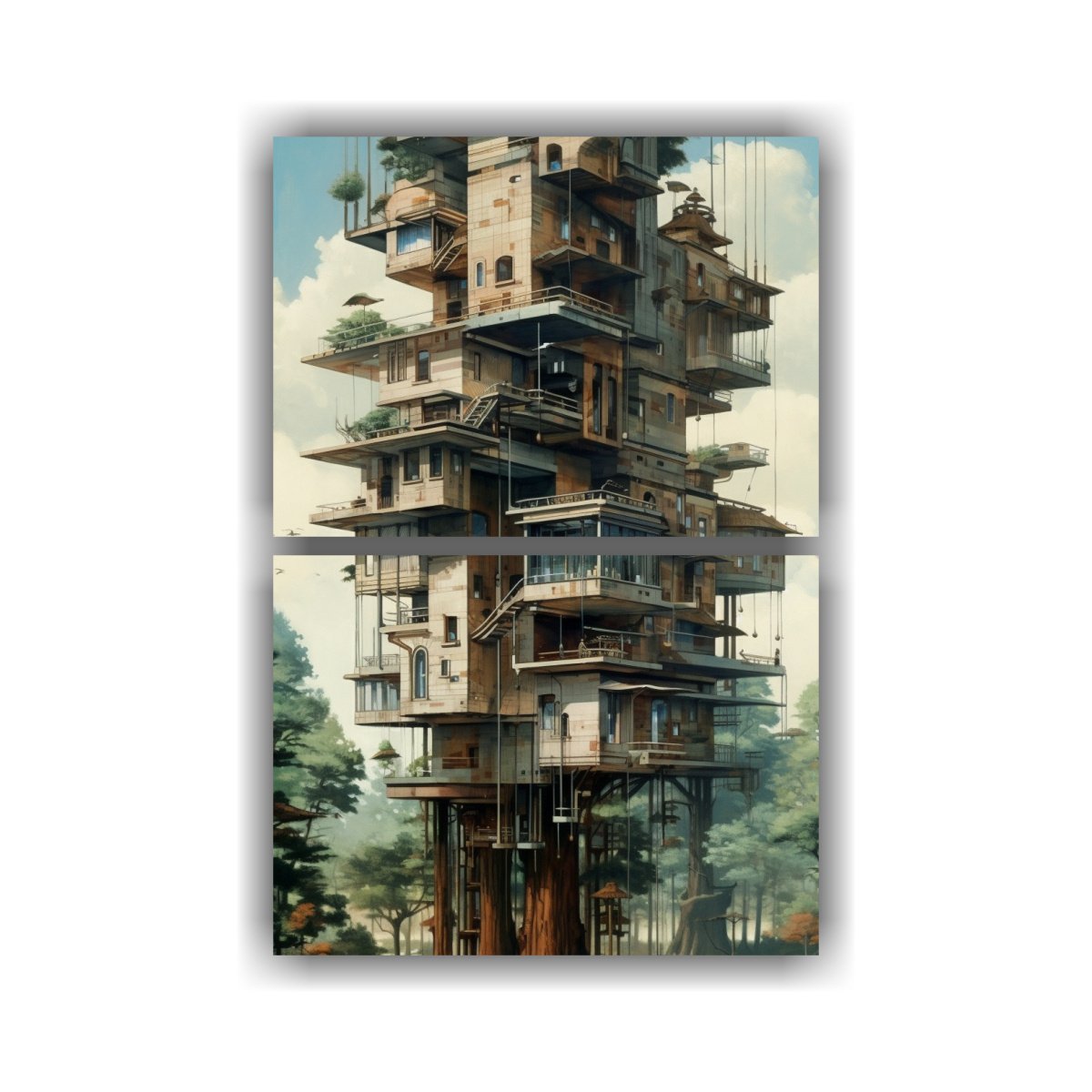 PINTURAS DECORATIVAS DE ARQUITECTURA VINTAGE DOS 60X80 CM - 1