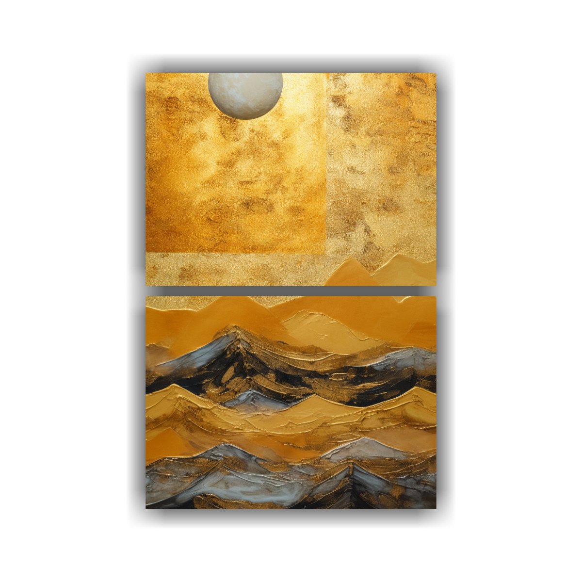 PINTURA ABSTRACTA AMANECER Y CREPÚSCULO DORADO 80X120 CM - 1