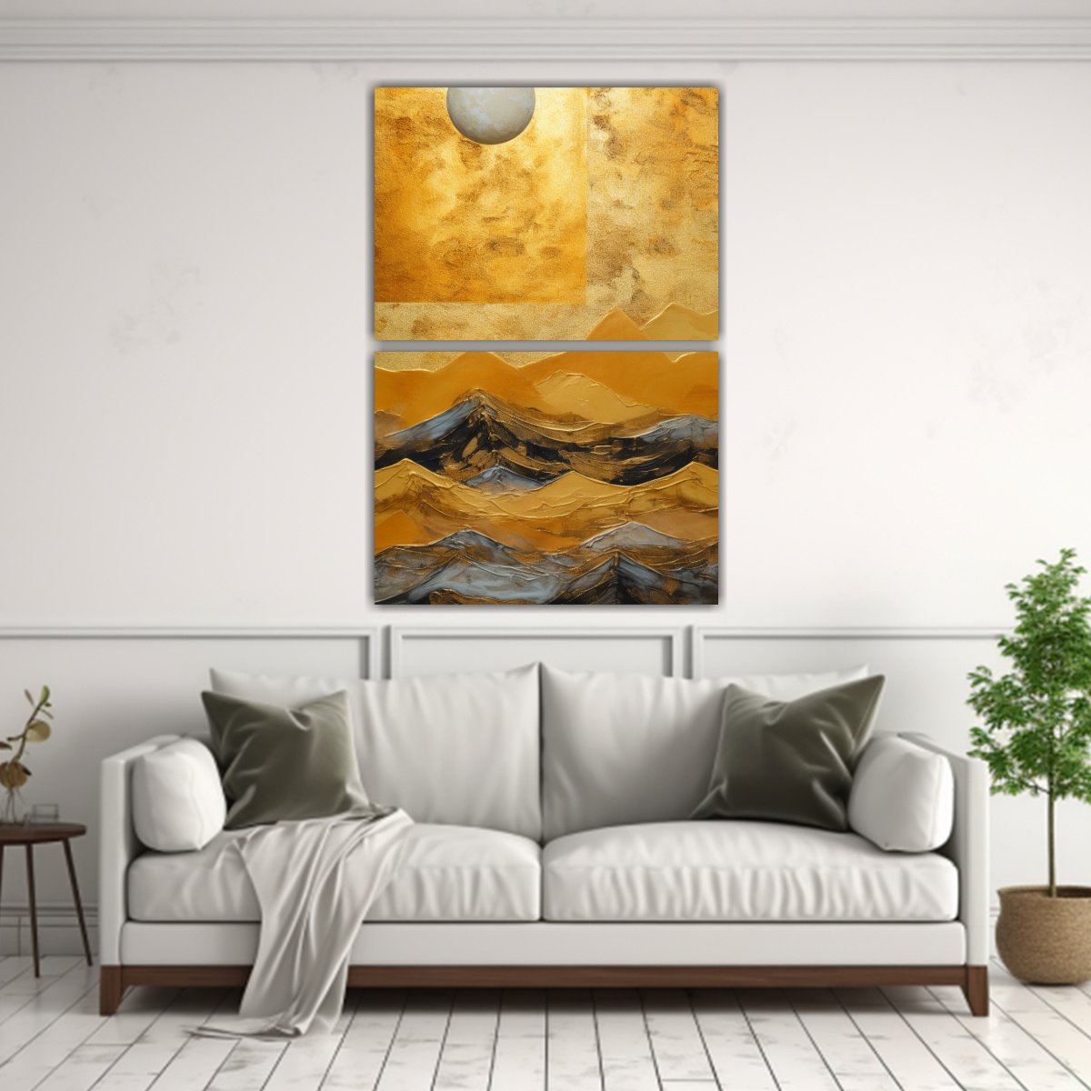 PINTURA ABSTRACTA AMANECER Y CREPÚSCULO DORADO 80X120 CM - 2