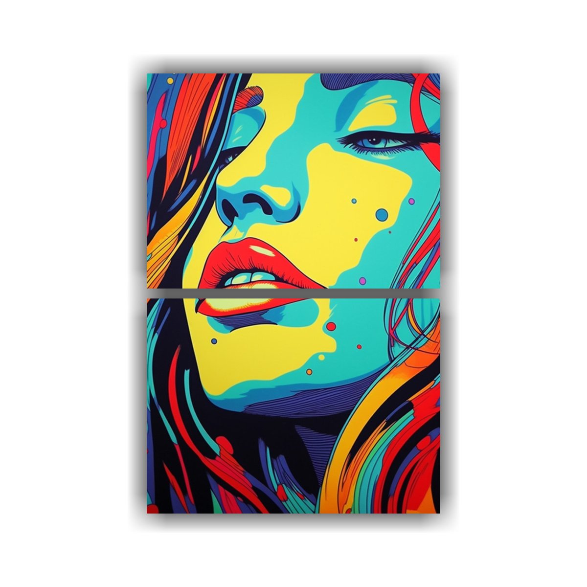 CUADRO DE DISEÑO CON EFECTO VISUAL Y MUJER 65X100 CM - 1