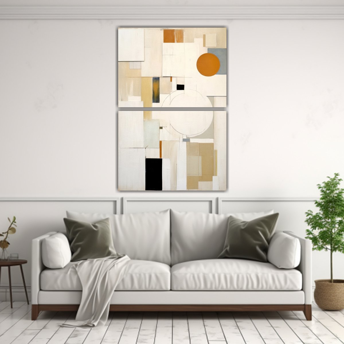 ARTE BLANCO SOBRE BLANCO EN ESTILO SUPREMATISTA: 50X80 CM - 2