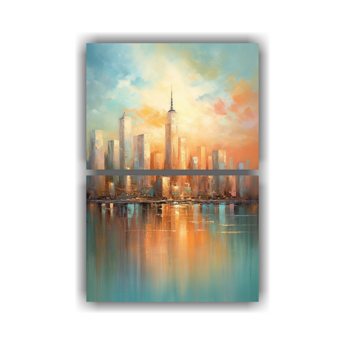 SET 2 LIENZOS IMPRESO PAISAJE URBANO EN ESTILO DE 50X80 CM - 1