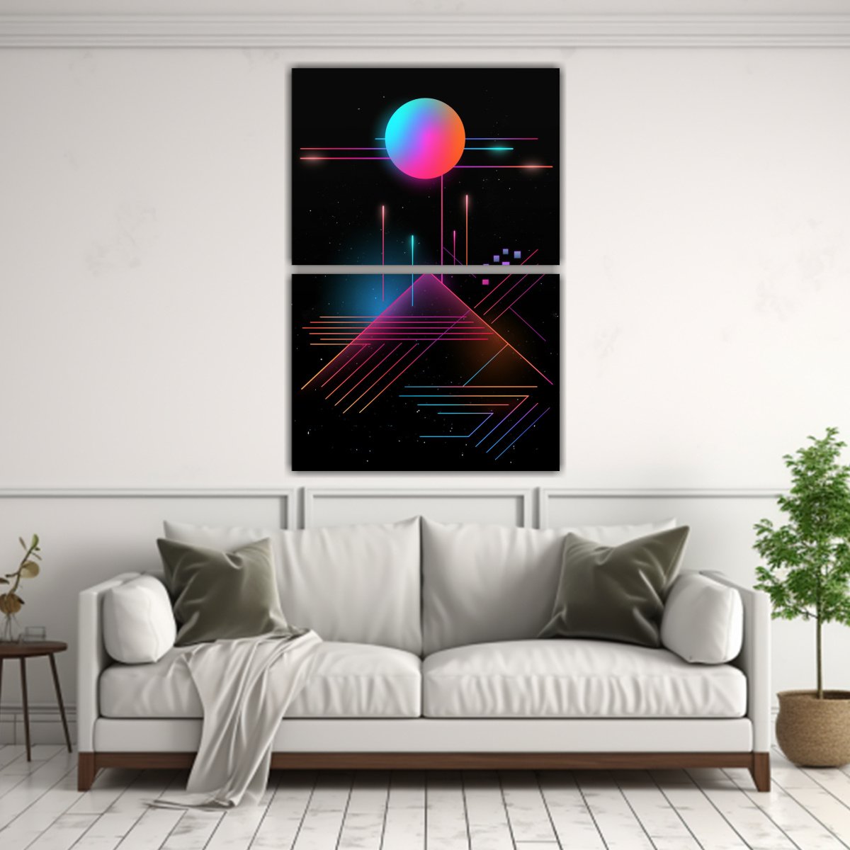 CUADROS GEOMÉTRICOS MINIMALISTAS EN BLANCO Y 50X80 CM - 2