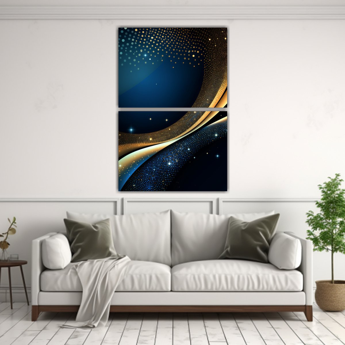DECORACIÓN DE LIENZOS AZULES CON MOVIMIENTO 80X120 CM - 2