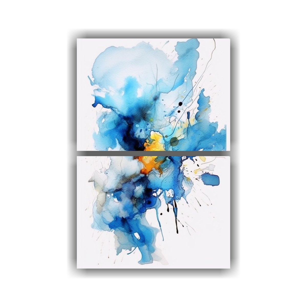 PINTURA DE PARED ABSTRACTA ACUARELA AZUL LÍNEA 120X160 CM - 1