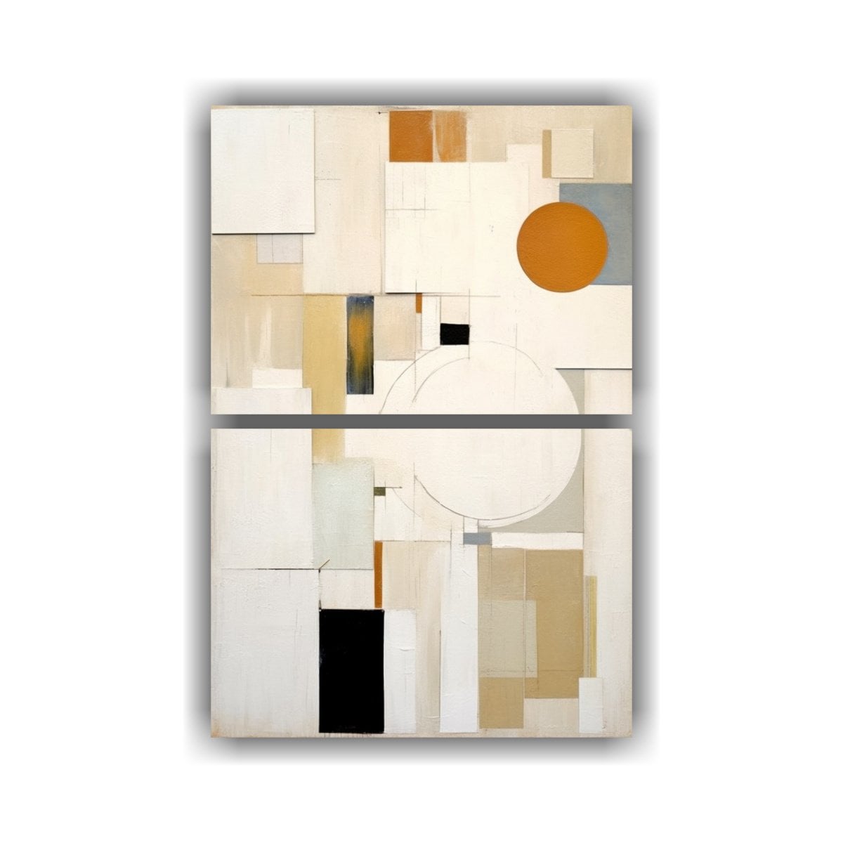ARTE BLANCO SOBRE BLANCO EN ESTILO SUPREMATISTA: 45X60 CM - 1