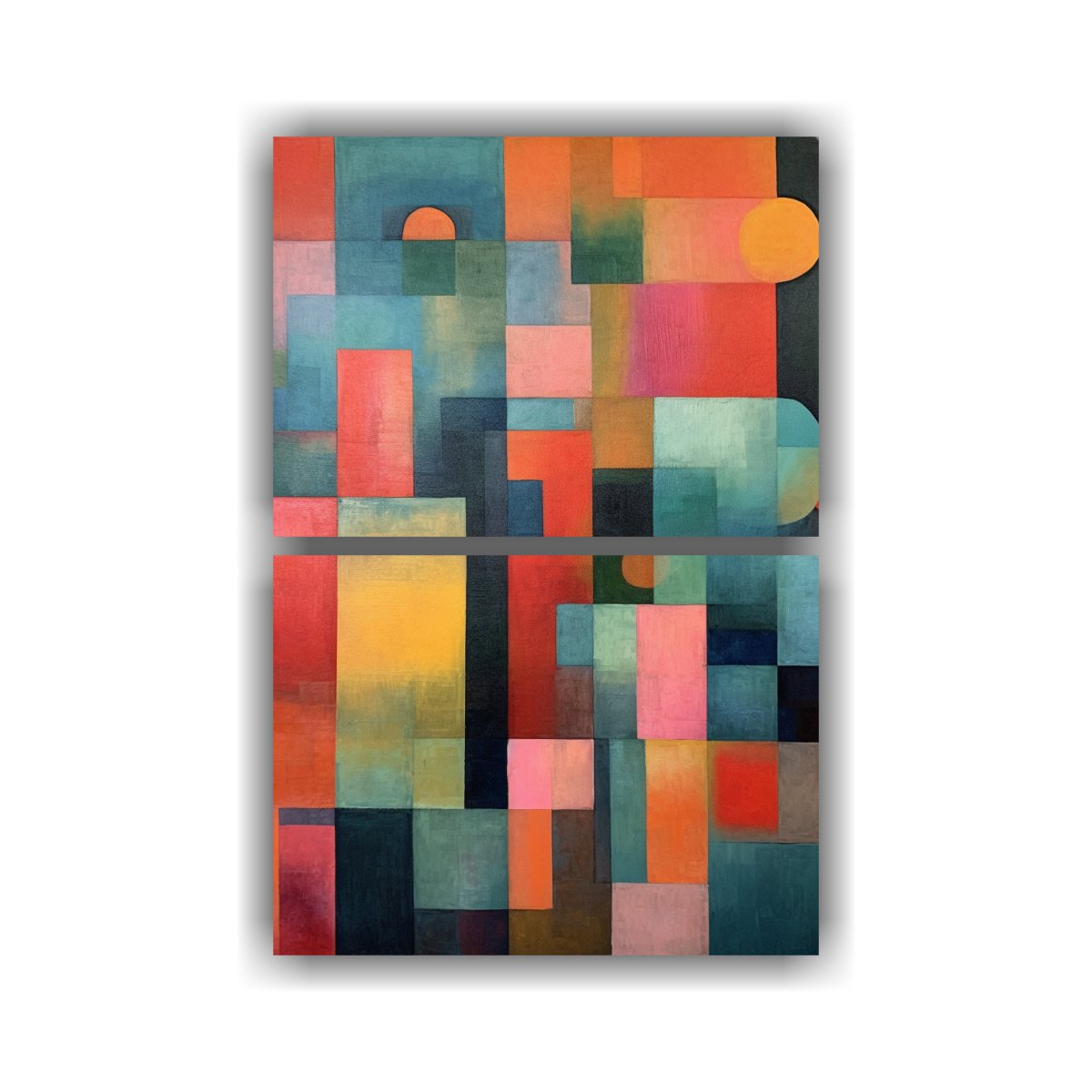 PINTURA ABSTRACTA ESTILO PAUL KLEE DE ALTA CALIDAD 30X40 CM - 1