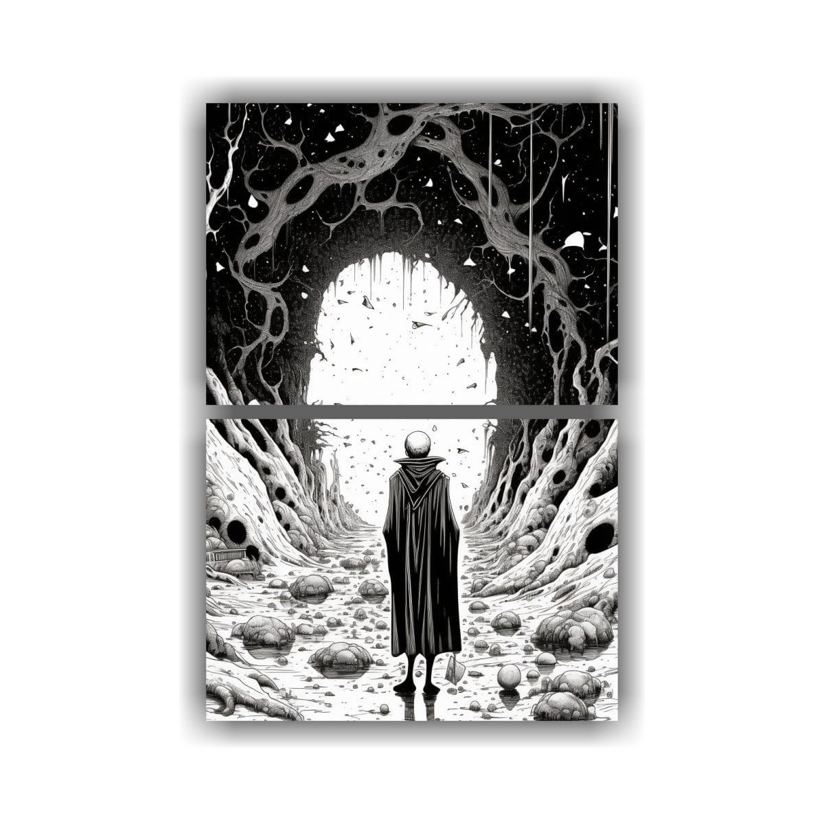 PINTURA DECORATIVA EN BLANCO Y NEGRO DE LA 60X80 CM - 1