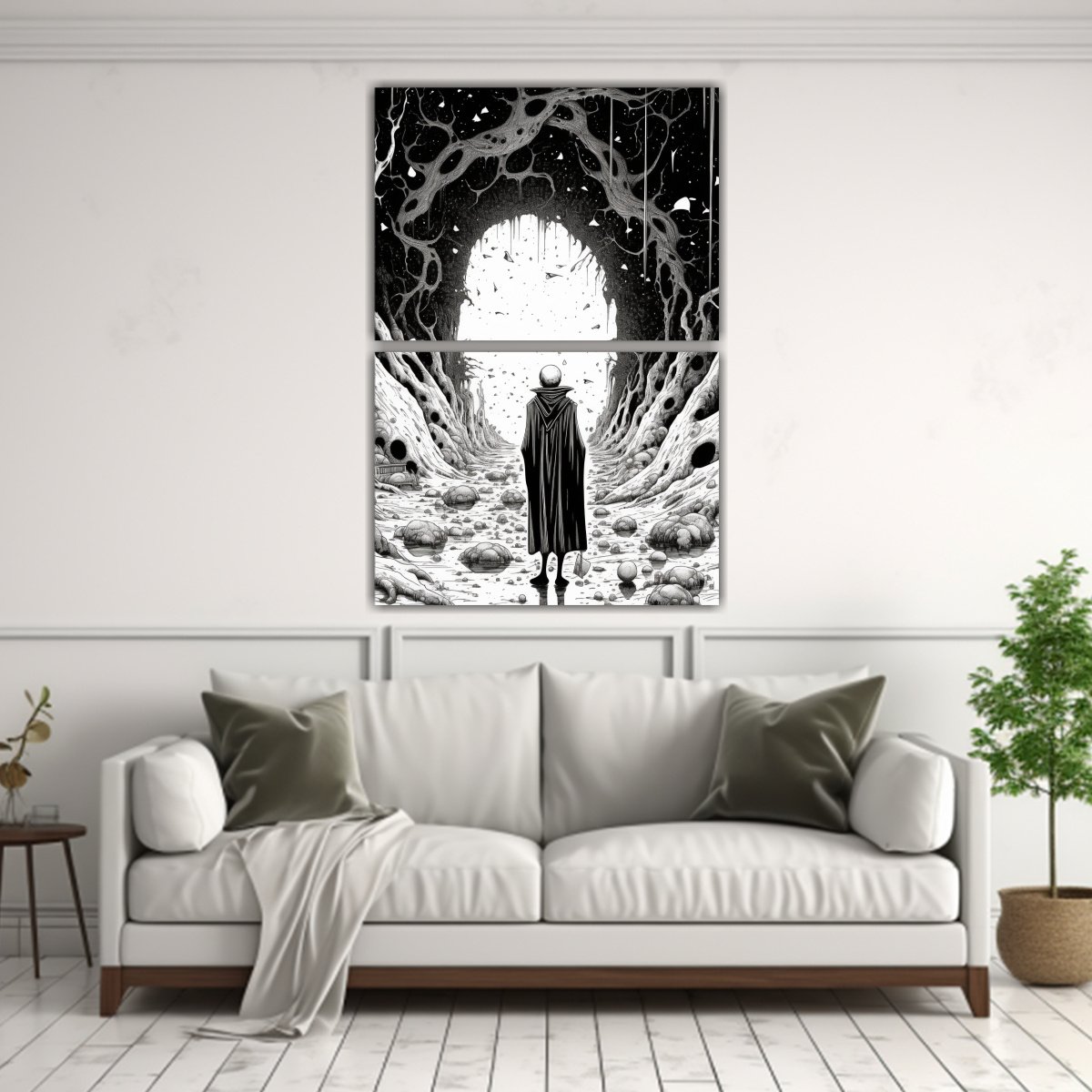 PINTURA DECORATIVA EN BLANCO Y NEGRO DE LA 60X80 CM - 2