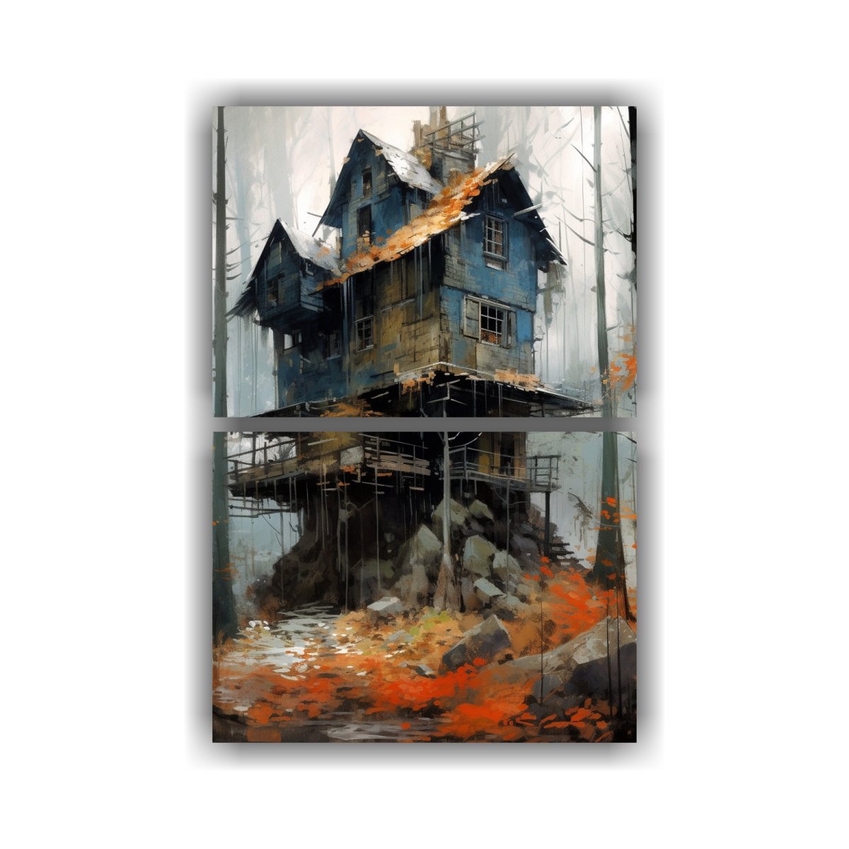 DOS PINTURAS ACUARELA CLÁSICAS DE UNA CASA EN EL 30X40 CM - 1