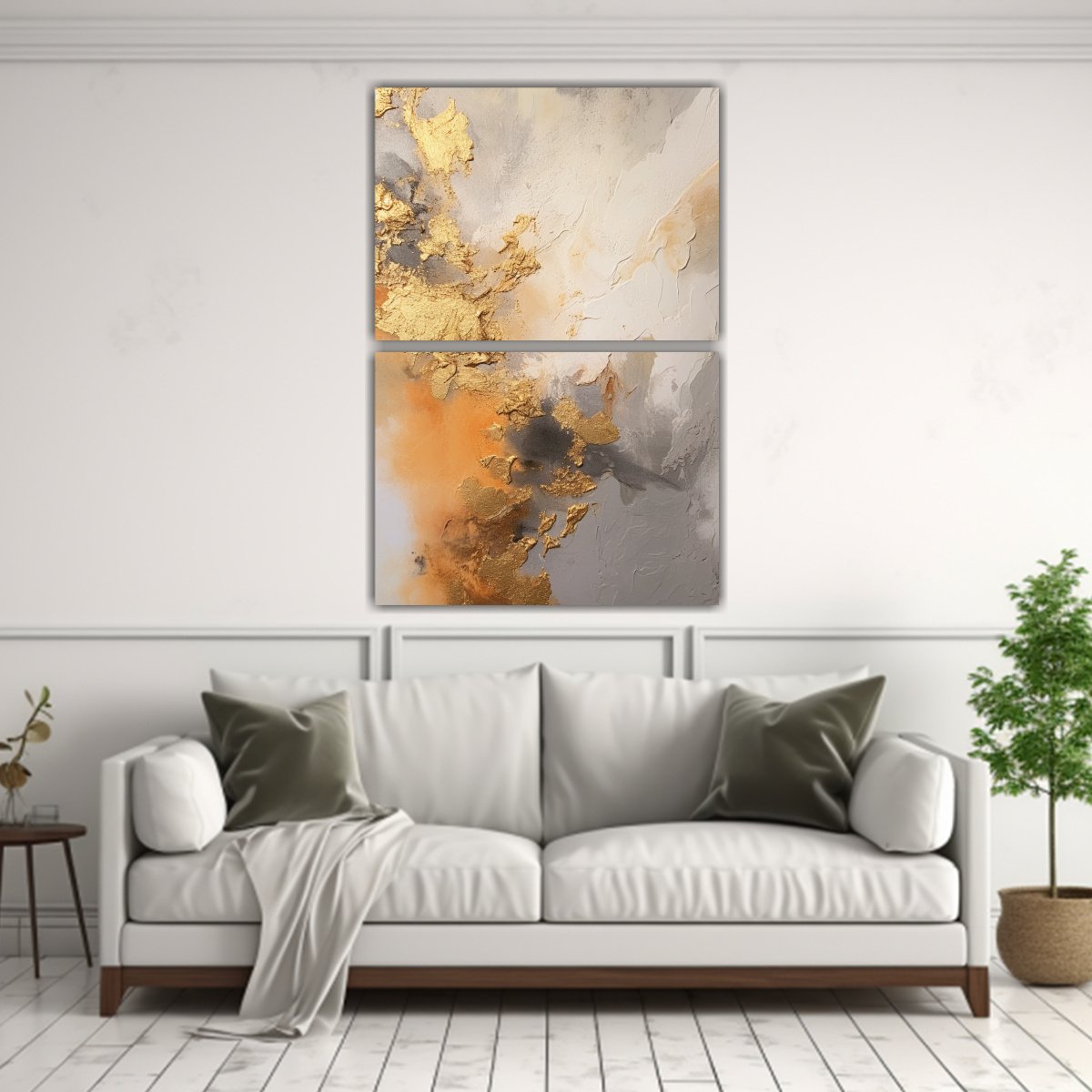 PINTURA ABSTRACTA VINTAGE EN TONOS DORADOS Y 120X160 CM - 2