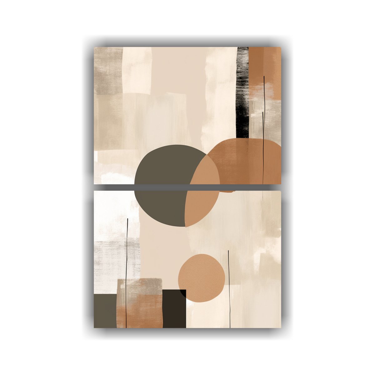 PINTURAS ABSTRACTAS MINIMALISTAS DE TONOS NEUTROS 75X100 CM - 1