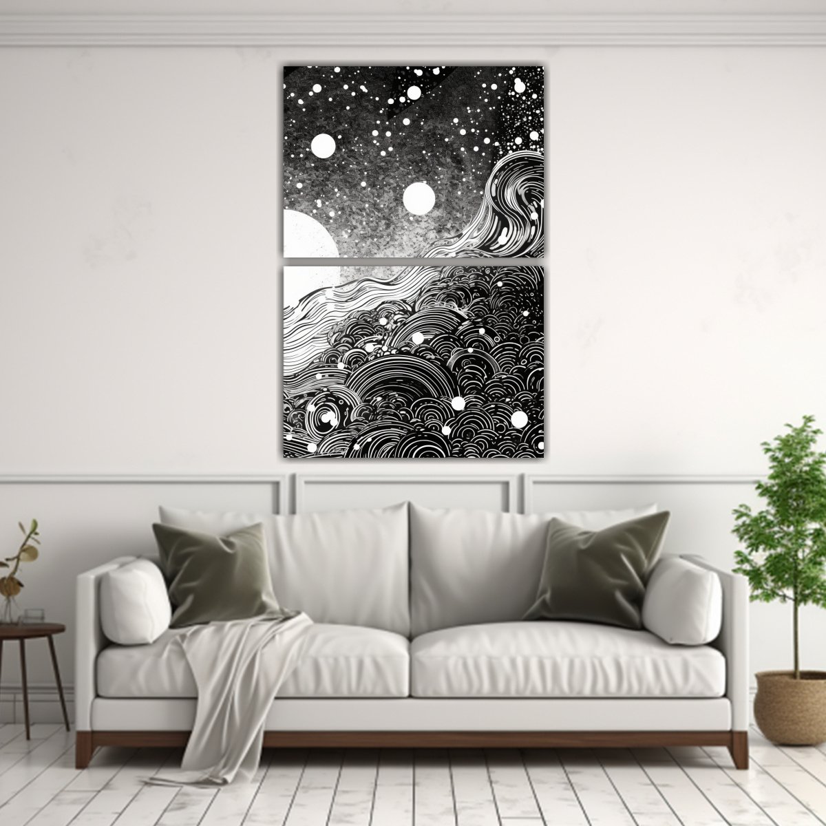 CUADROS CREATIVOS EN BLANCO Y NEGRO CON DISEÑO 65X100 CM - 2