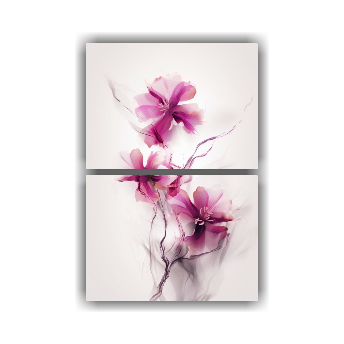 DOS CUADROS TEMA PODER EN COLOR MAGENTA VIBRANTE 75X100 CM - 1