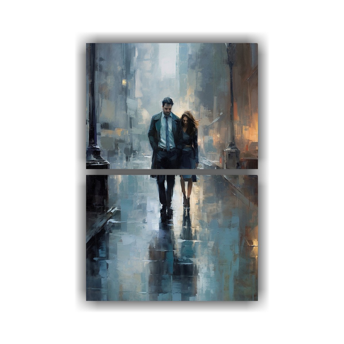 PINTURA AL ÓLEO IMPRESIONISTA DE DOS PERSONAS 45X60 CM - 1