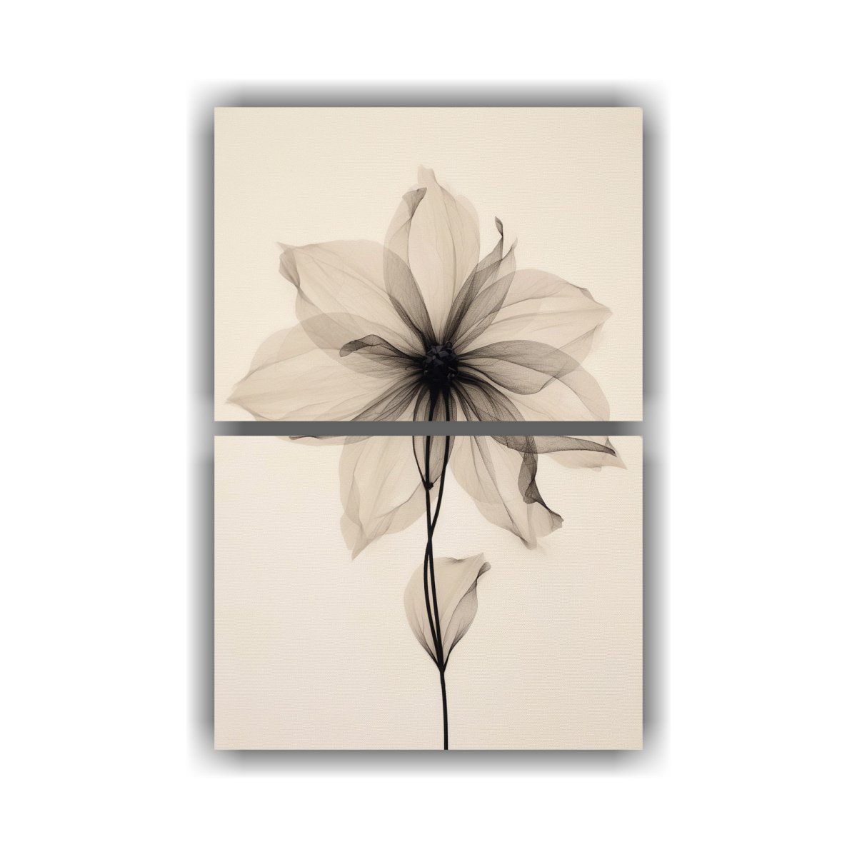 LIENZOS CUADRO FIGURAS GRIS Y NEGRO, FLORES DE 30X40 CM - 1