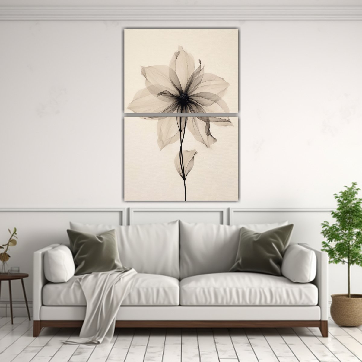 LIENZOS CUADRO FIGURAS GRIS Y NEGRO, FLORES DE 30X40 CM - 2