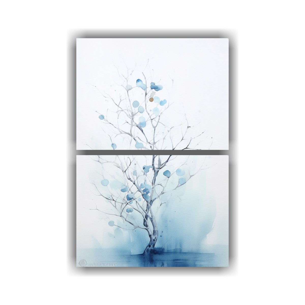 CUADROS VINTAGE AMBIENTE ACUARELA COLORES AZULES 30X40 CM - 1