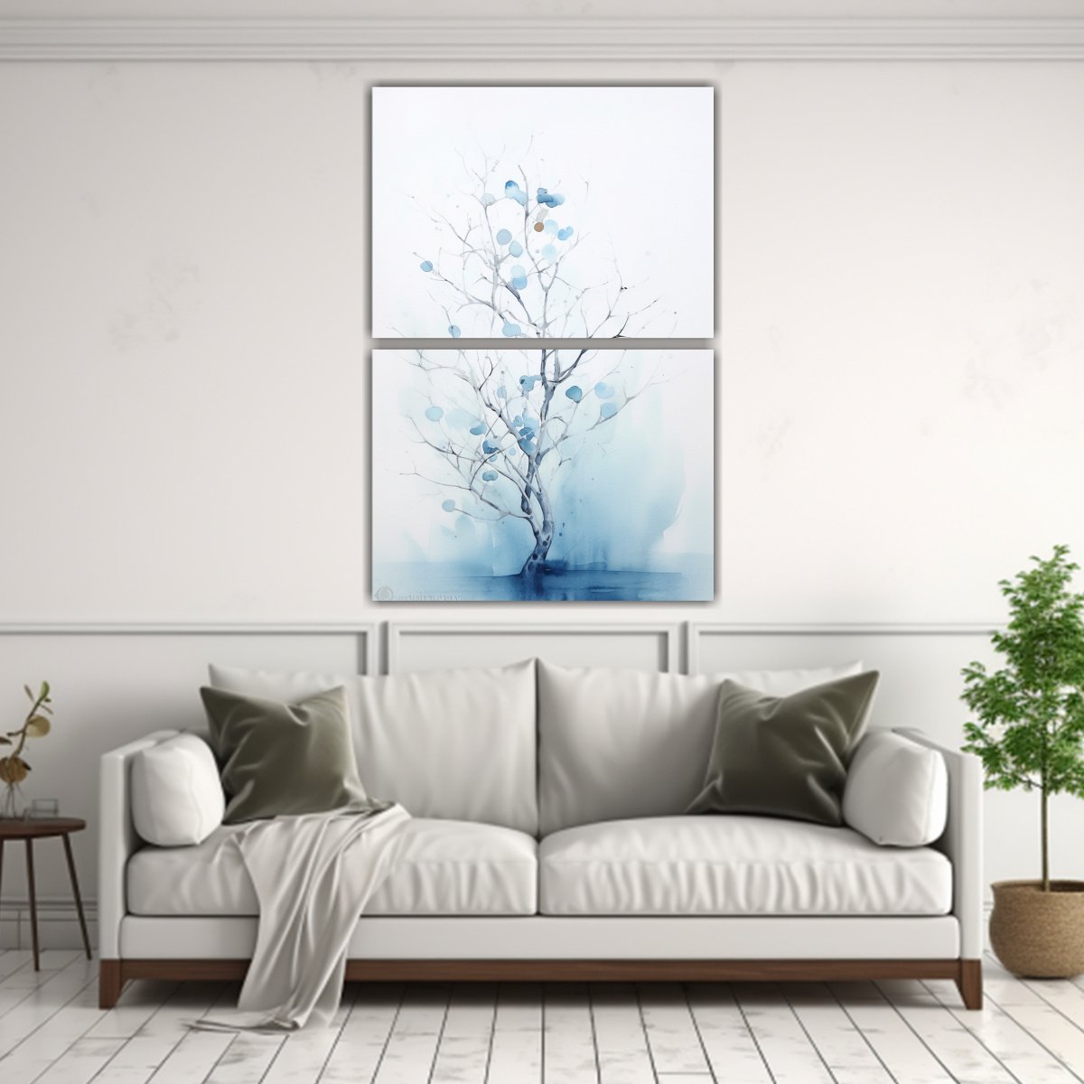 CUADROS VINTAGE AMBIENTE ACUARELA COLORES AZULES 30X40 CM - 2