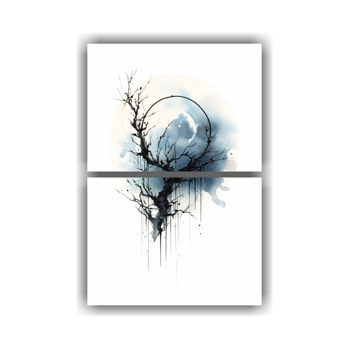CUADRO DECORATIVO LUNA CON RAMAS GRANDES EN 80X120 CM - 1