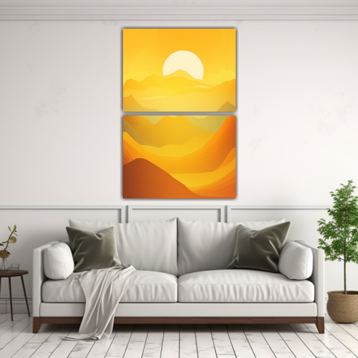 CUADROS AMARILLO DEGRADADO ARTESANAL EN BASTIDOR 65X100 CM - 2