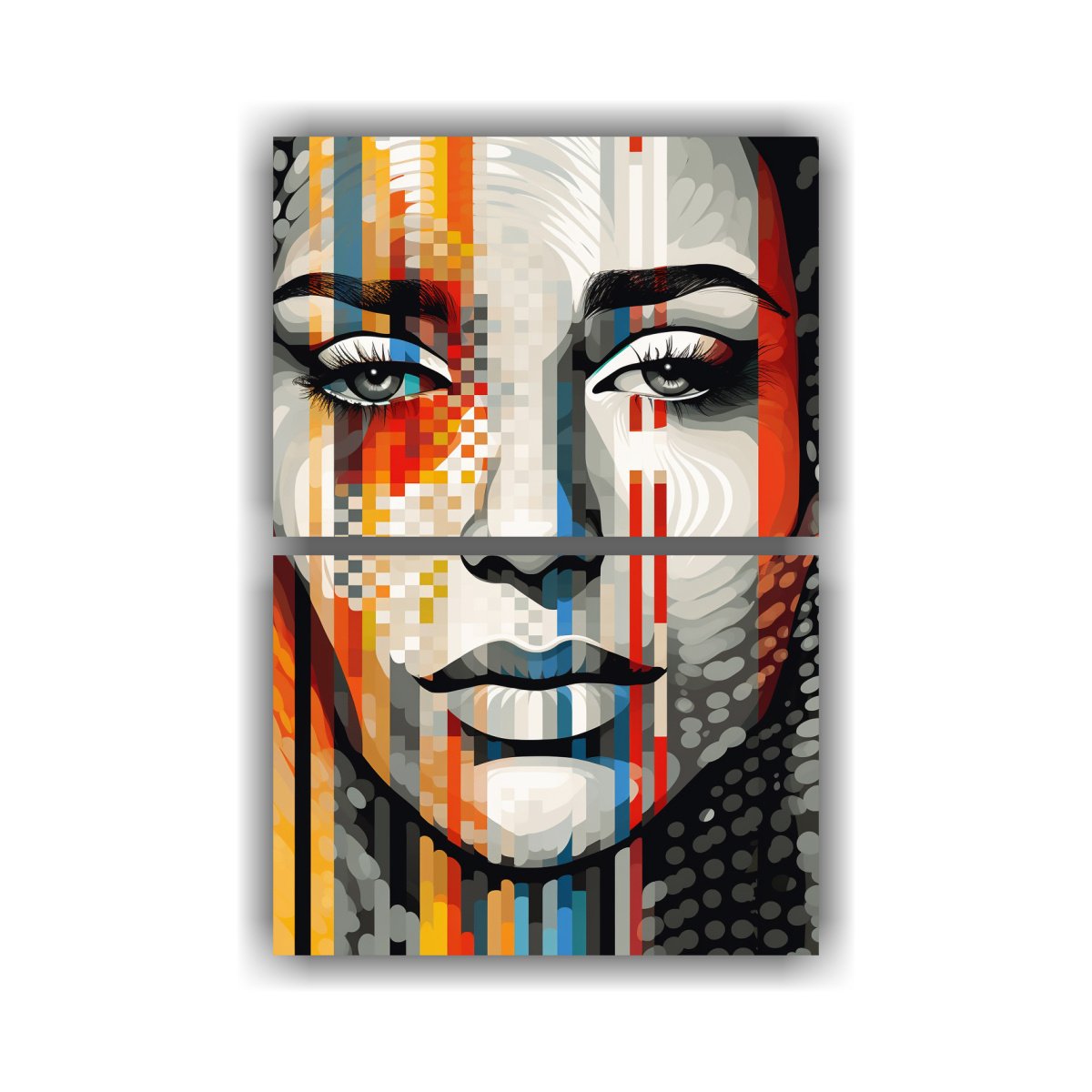 ARTE PARED MUJER ROSTRO LÍNEAS COLORES DETALLE 45X60 CM - 1