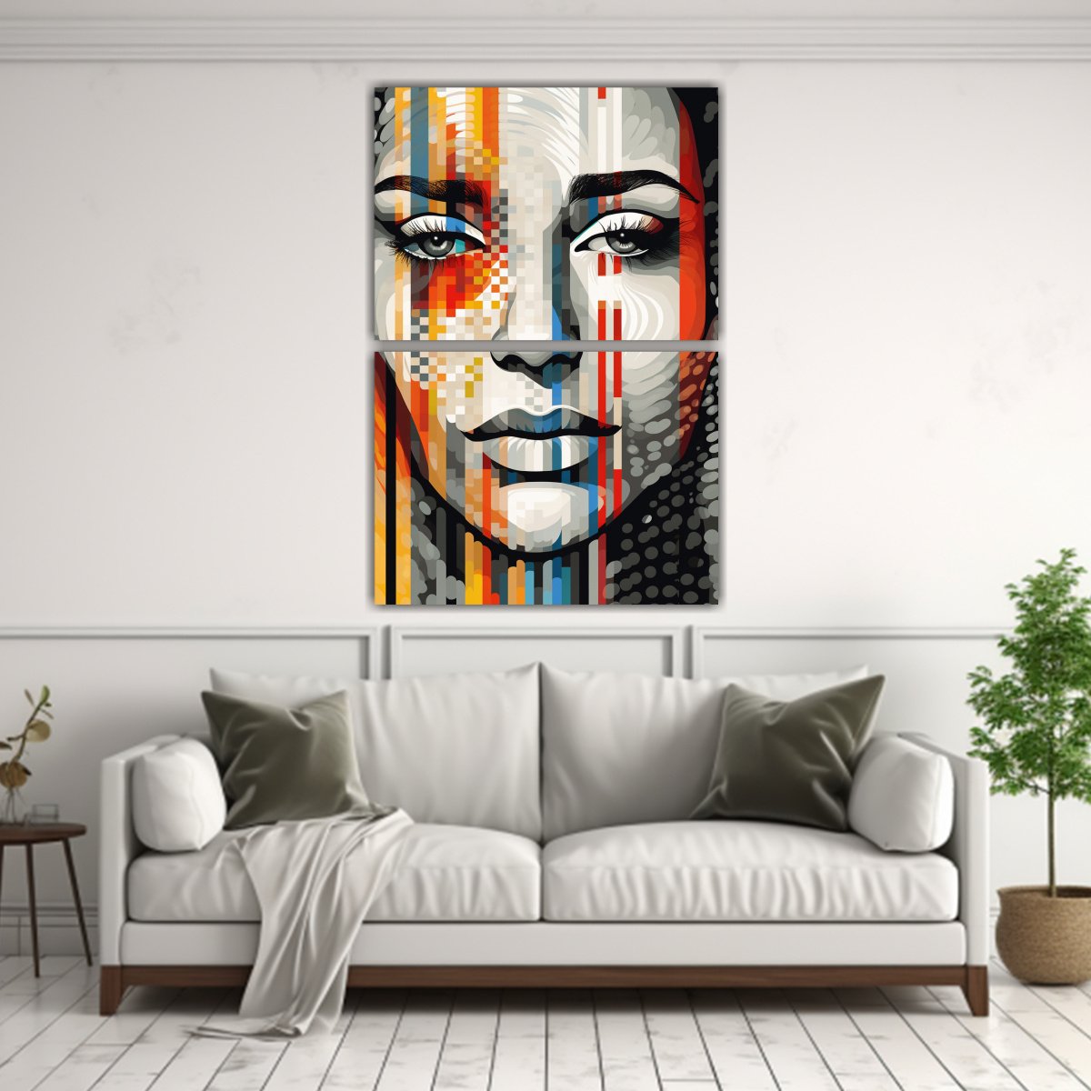 ARTE PARED MUJER ROSTRO LÍNEAS COLORES DETALLE 45X60 CM - 2