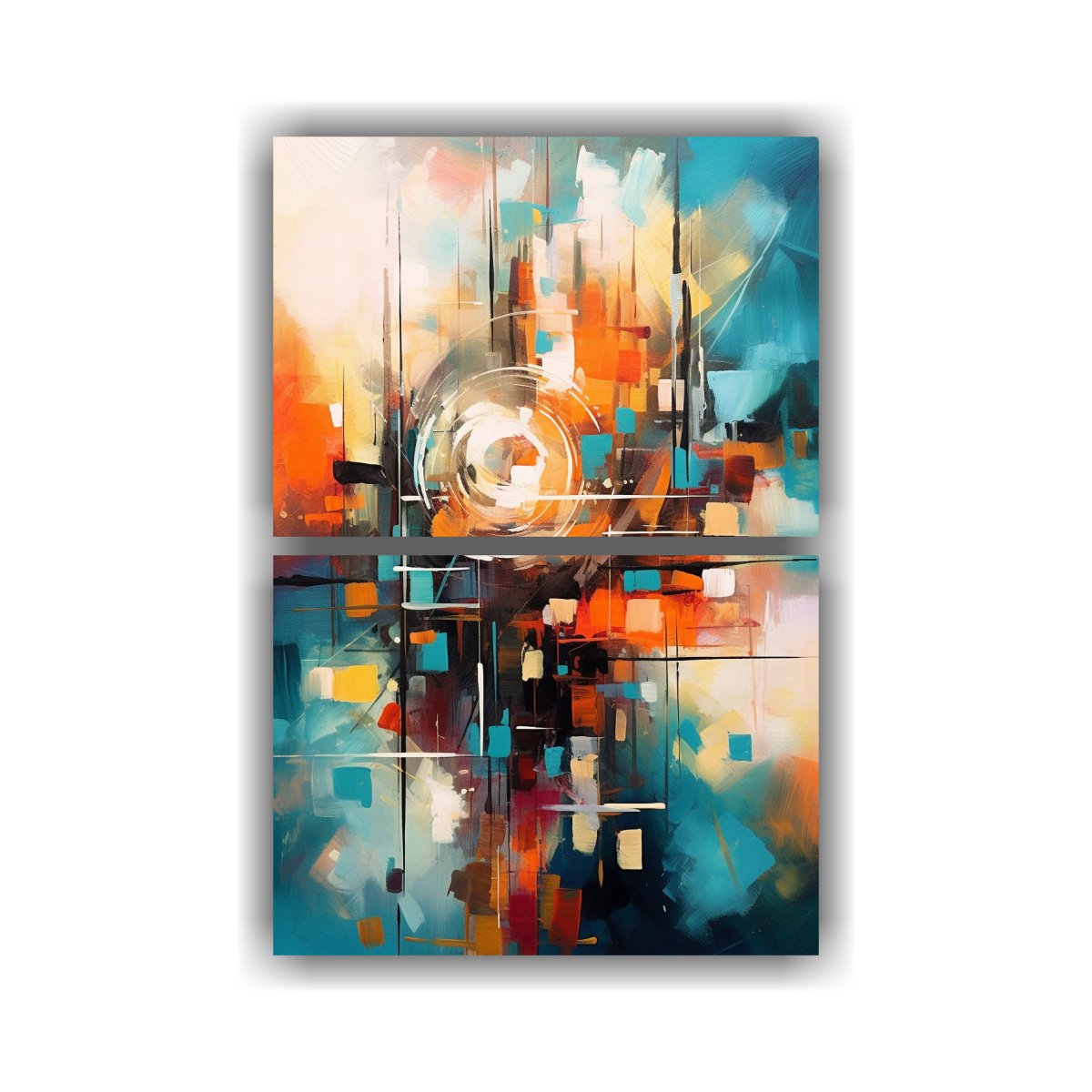 SET DE 2 CUADROS ABSTRACTOS DE PARED EN COLORES 50X80 CM - 1