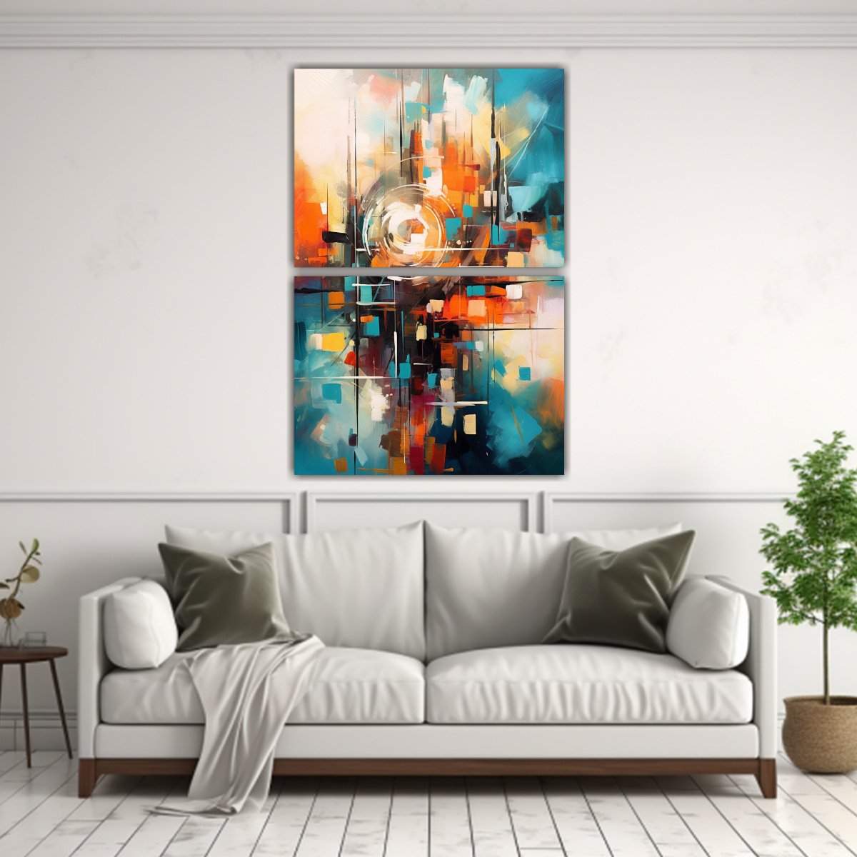 SET DE 2 CUADROS ABSTRACTOS DE PARED EN COLORES 50X80 CM - 2