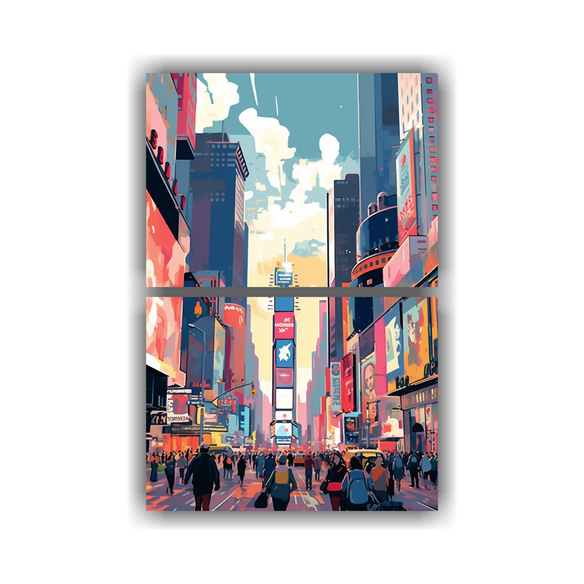 CUADRO ABSTRACTO RELIEVE DE TIMES SQUARE EN NUEVA 75X100 CM - 1