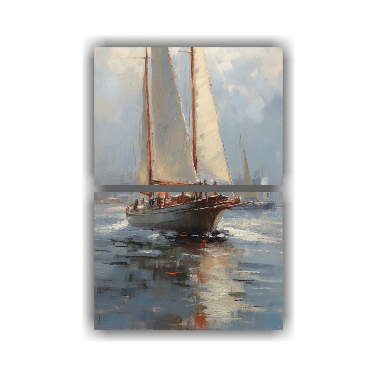 PINTURA ORIGINAL DE BARCO NAVEGANDO EN EL AGUA 75X100 CM - 1