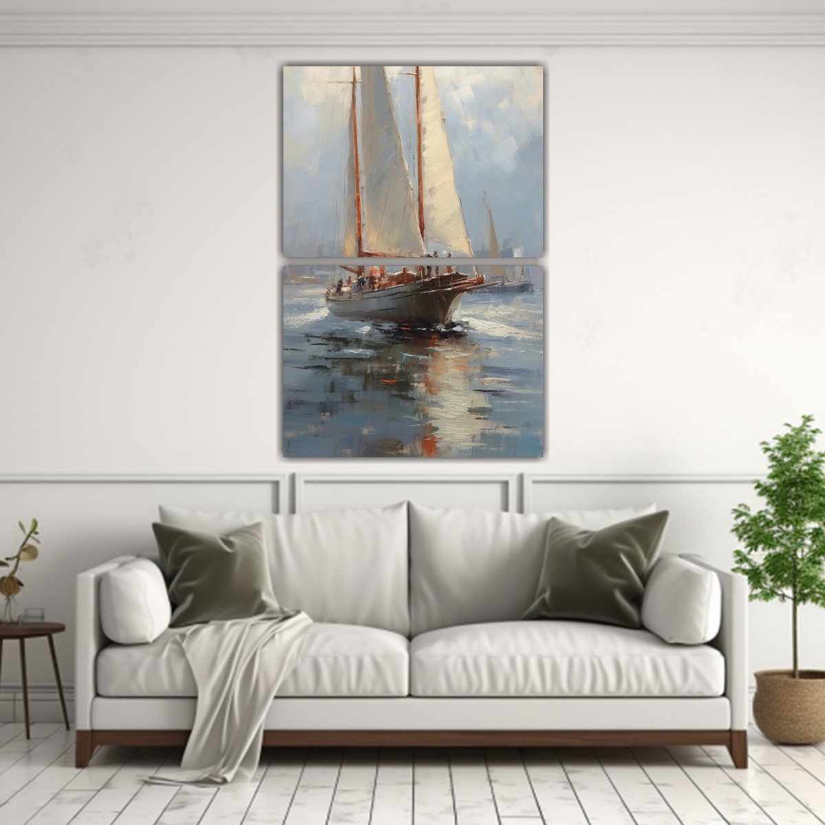 PINTURA ORIGINAL DE BARCO NAVEGANDO EN EL AGUA 75X100 CM - 2