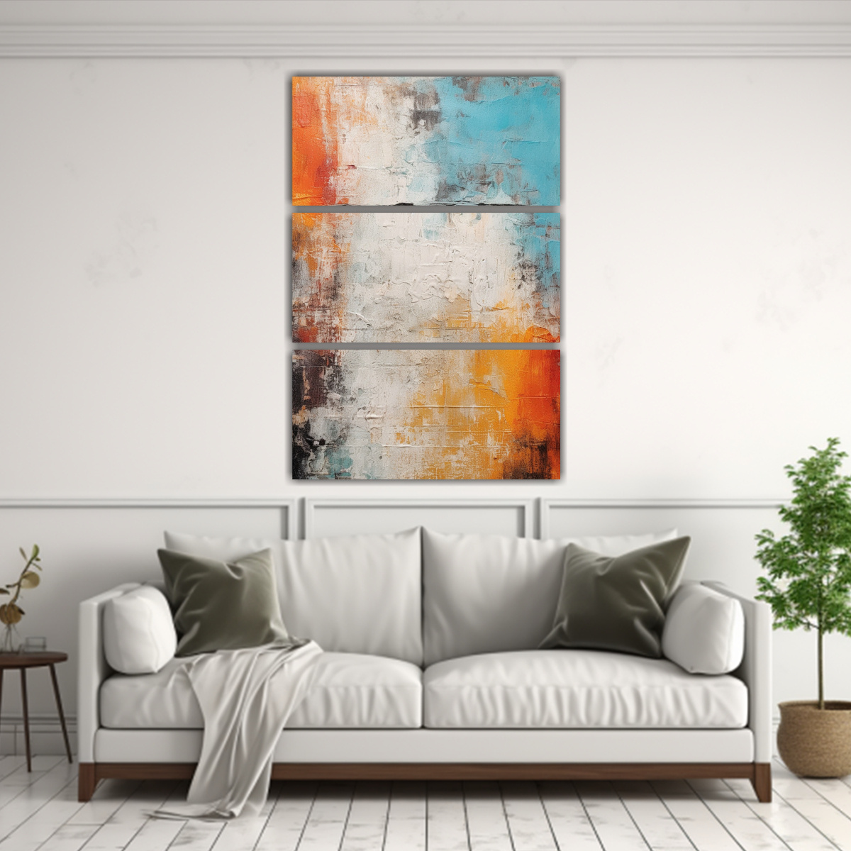 PINTURA ABSTRACTA CON FONDO AZUL Y COMPOSICIÓN 100X150 CM - 2