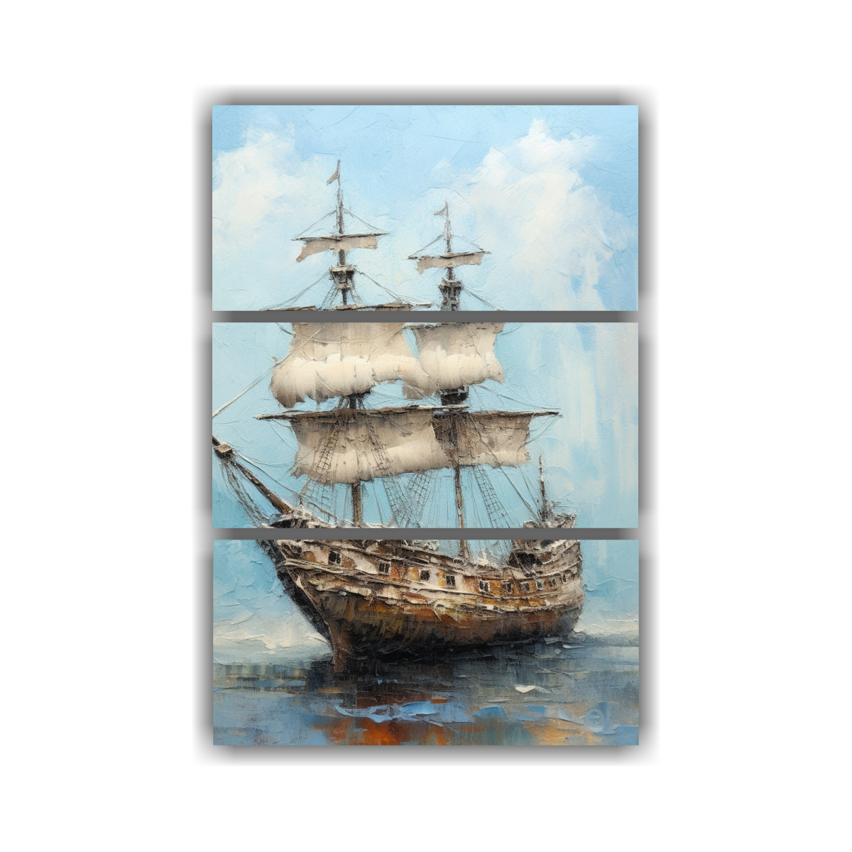 CUADRO DECORATIVO BARCO PIRATA EN EL MAR CALMADO, 120X180 CM - 1