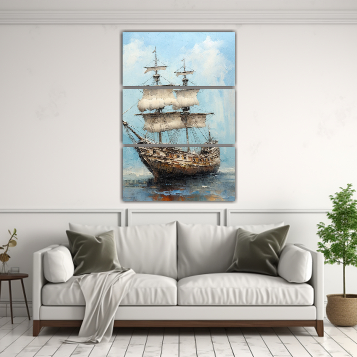 CUADRO DECORATIVO BARCO PIRATA EN EL MAR CALMADO, 120X180 CM - 2
