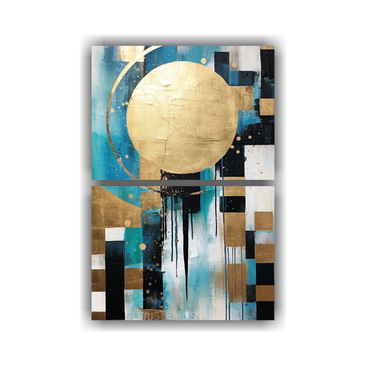 PINTURA ABSTRACTA DE FORMAS GEOMÉTRICAS INTENSAS 80X120 CM - 1
