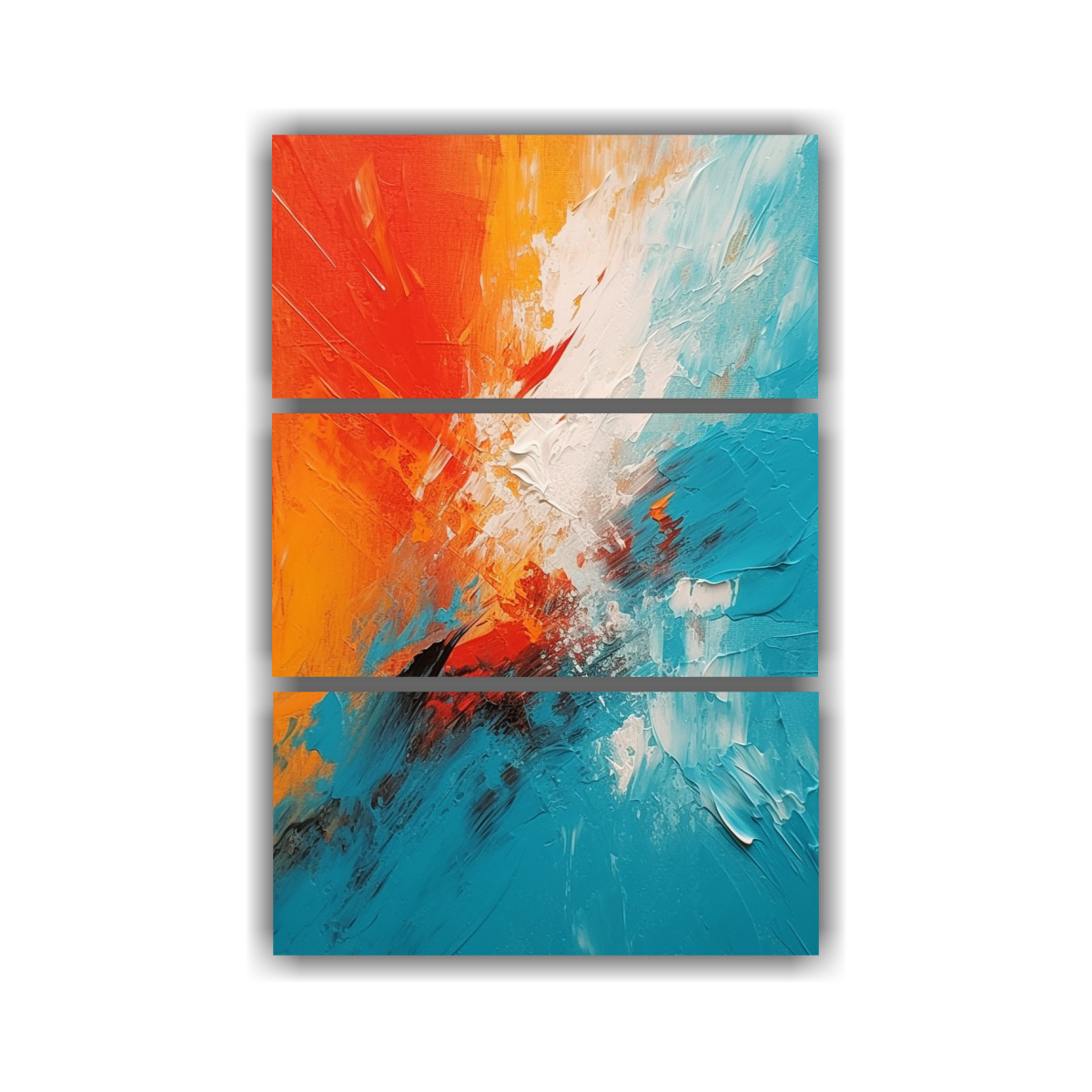 CONJUNTO 3 ARTES INSPIRACIÓN SIMPLE NARANJA AZUL 80X120 CM - 1