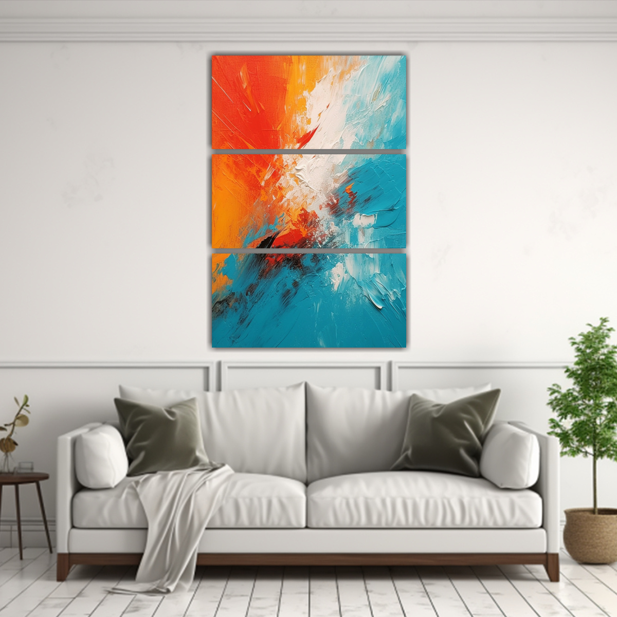 CONJUNTO 3 ARTES INSPIRACIÓN SIMPLE NARANJA AZUL 80X120 CM - 2