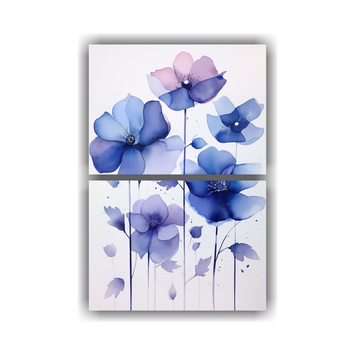 PINTURA ACUARELA CUATRO FLORES BASTIDOR ESTILO 120X160 CM - 1